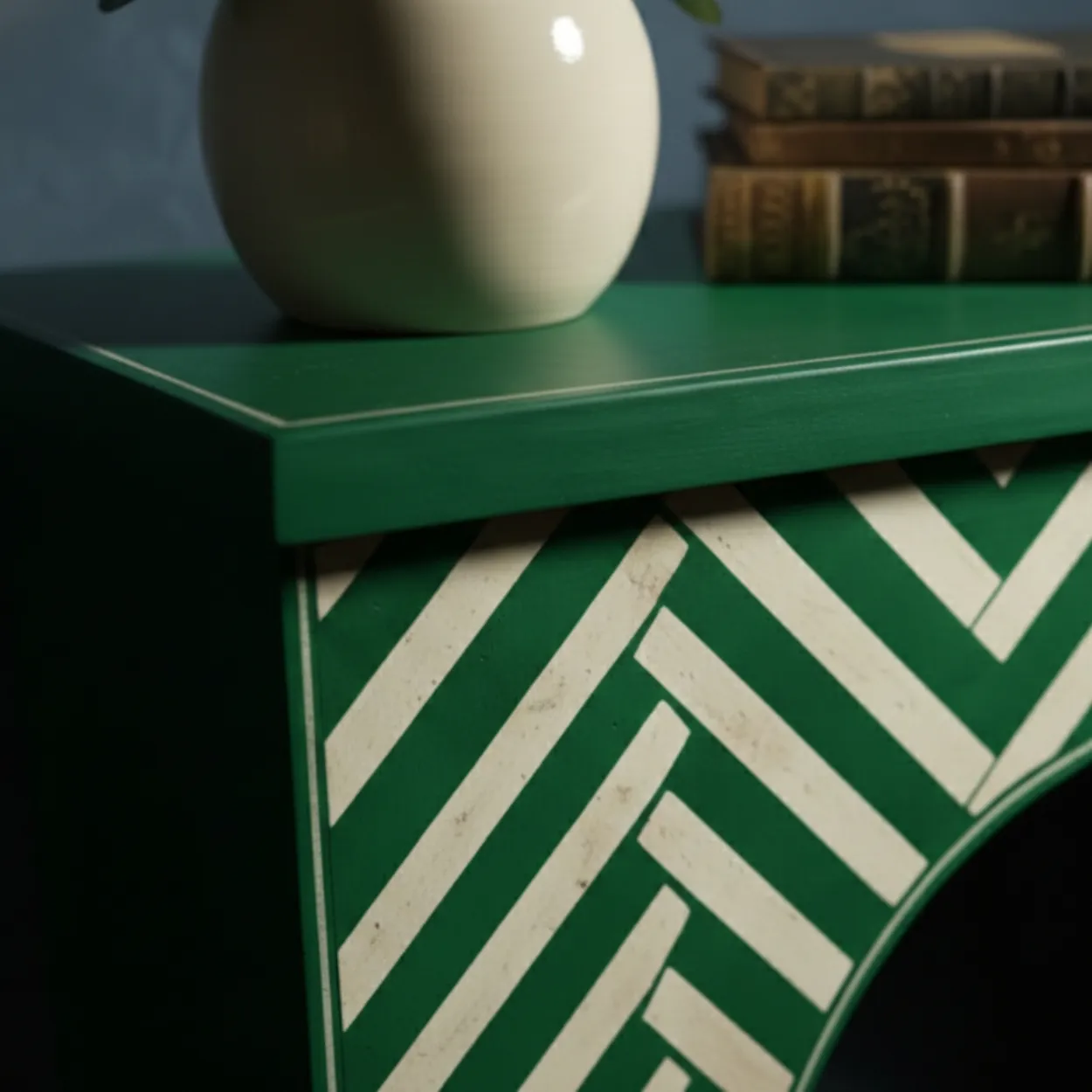 Bone Inlay Green Console Table - Image 4