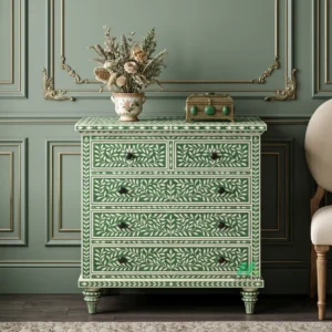 Bone Inlay Green 5 Chest of Drawer
