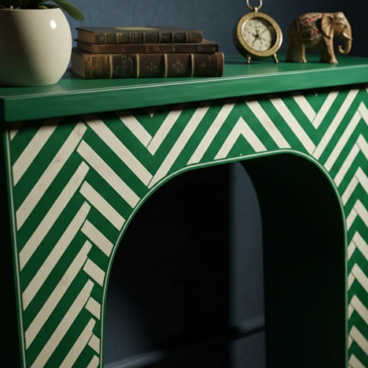 Bone Inlay Green Console Table - Image 5