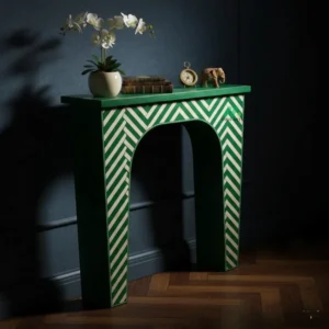 Bone Inlay Green Console Table