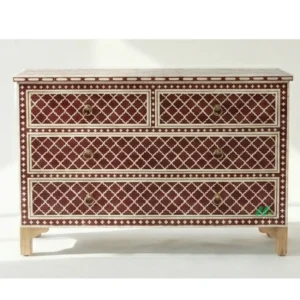 Bone Inlay Red 4 Chest of Drawer