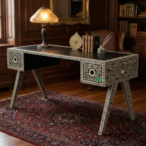 Bone Inlay Black Desk Table