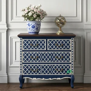 Bone Inlay Navy Blue 4 Chest of Drawer