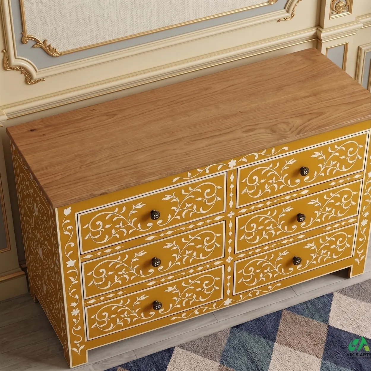 Bone Inlay Yellow 6 Chest of drawer - Image 3