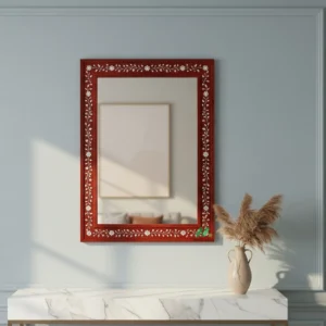 Mother of Pearl Red Square Mirror Frame