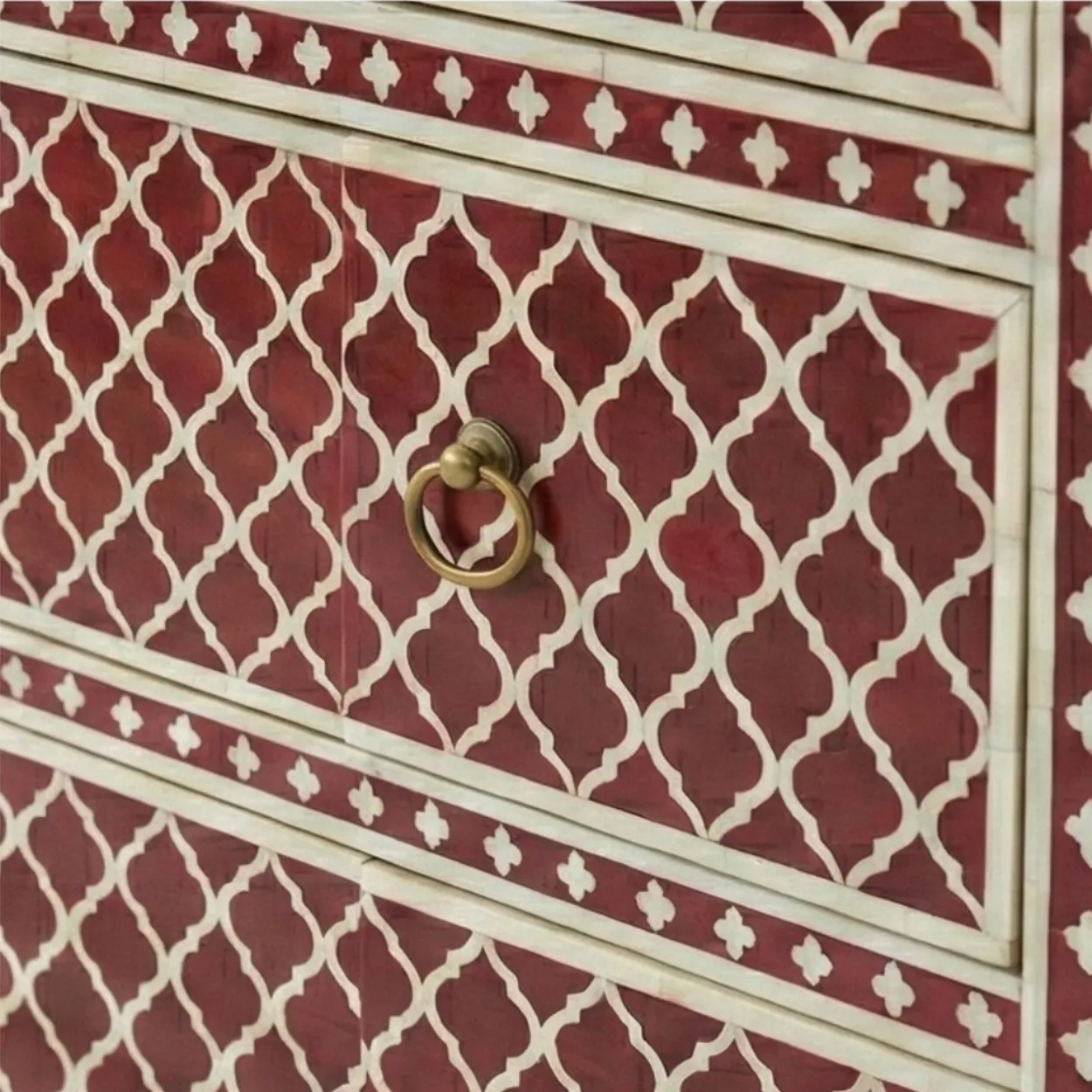 Bone Inlay Red 4 Chest of Drawer - Image 4