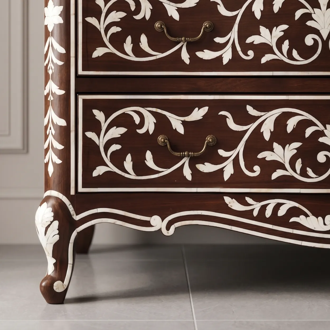 Bone Inlay Wooden Chest of Drawer - Image 6