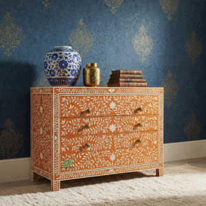 Bone Inlay Orange 4 Chest of Drawers