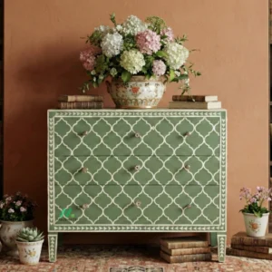 Bone Inlay Green 3 Chest of Drawers