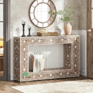 Mother of Pearl Brown Console Table