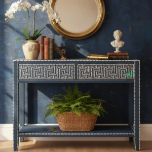 Bone Inlay Blue Console Table