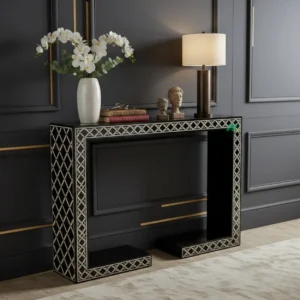 Bone Inlay Black Console Table