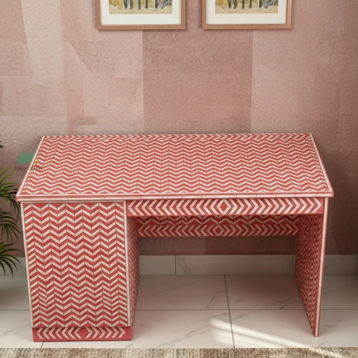 Bone Inlay Pink Desk - Image 3