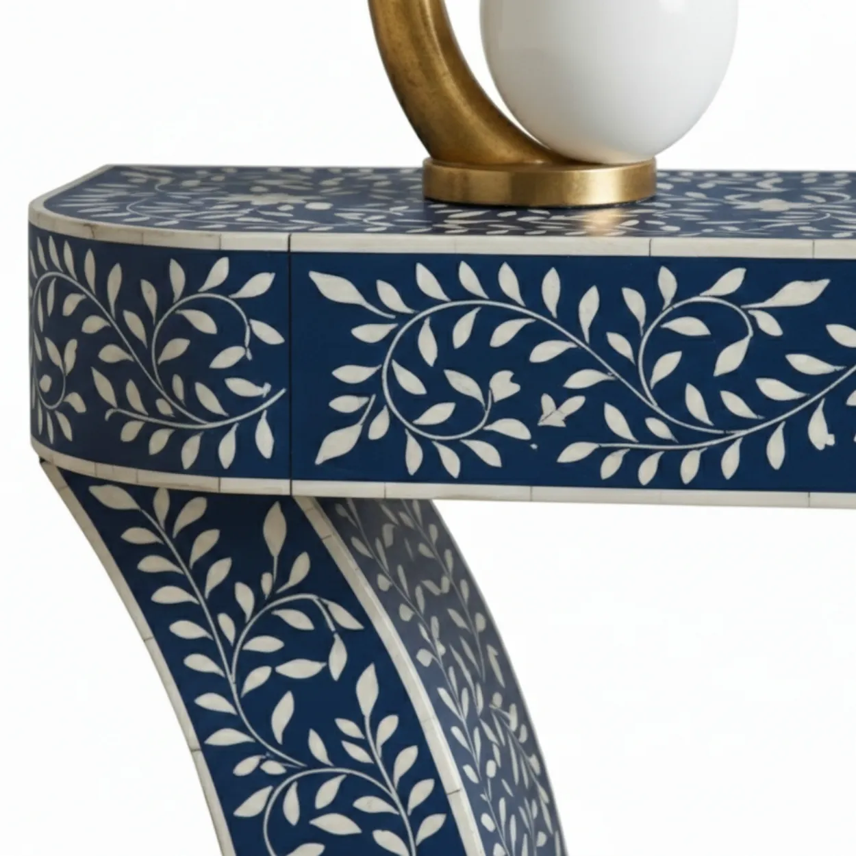 Bone Inlay Blue Console Table - Image 4