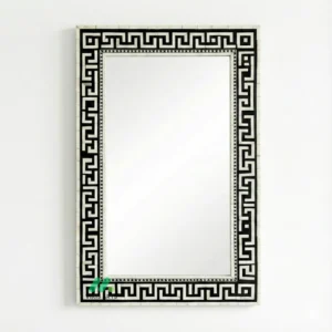 Bone Inlay Black Square Mirror Frame