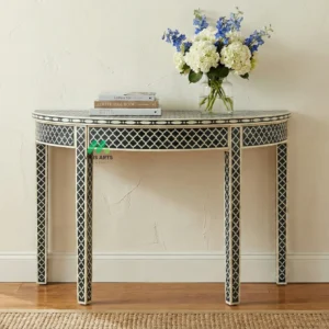 Bone Inlay Black Console Table