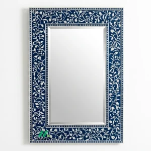 Bone Inlay Blue Square Mirror Frame
