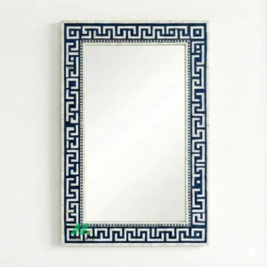 Bone Inlay Blue Square Mirror Frame