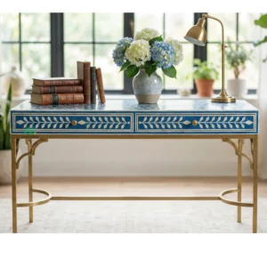 Bone Inlay Blue Console Table