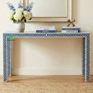 Bone Inlay Blue Console Table