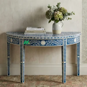 Bone Inlay Blue Console Table