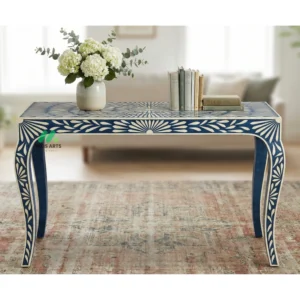 Bone Inlay Blue Console Table