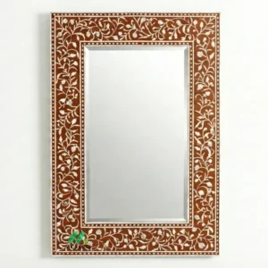 Bone Inlay Brown Square Mirror Frame