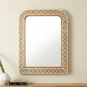 Bone Inlay Brown Square Mirror Frame