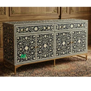 Bone Inlay Black Cabinet