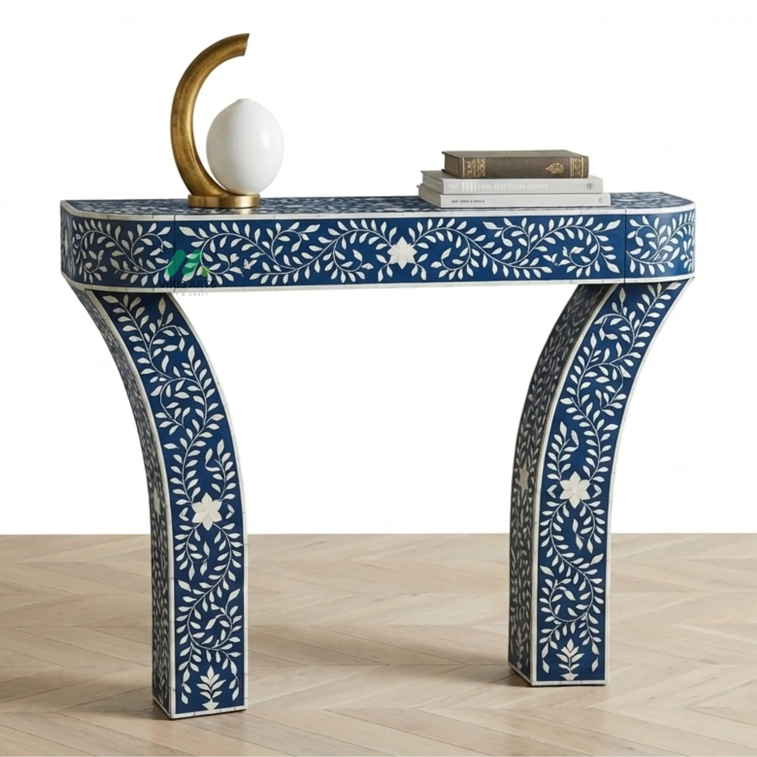 Bone Inlay Blue Console Table