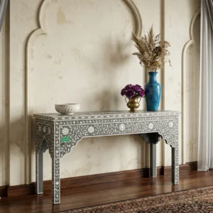 Bone Inlay Grey Console Table