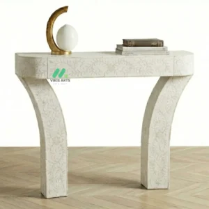 Bone Inlay White Console Table