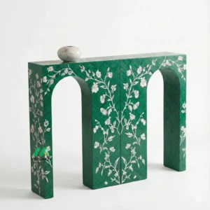 Bone Inlay Green Console Table