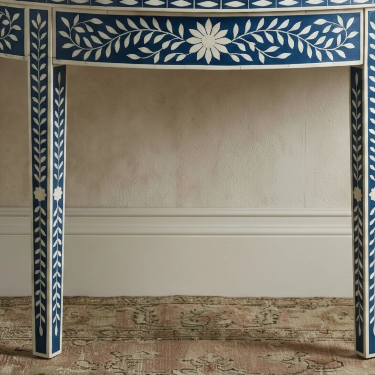 Bone Inlay Blue Console Table - Image 6