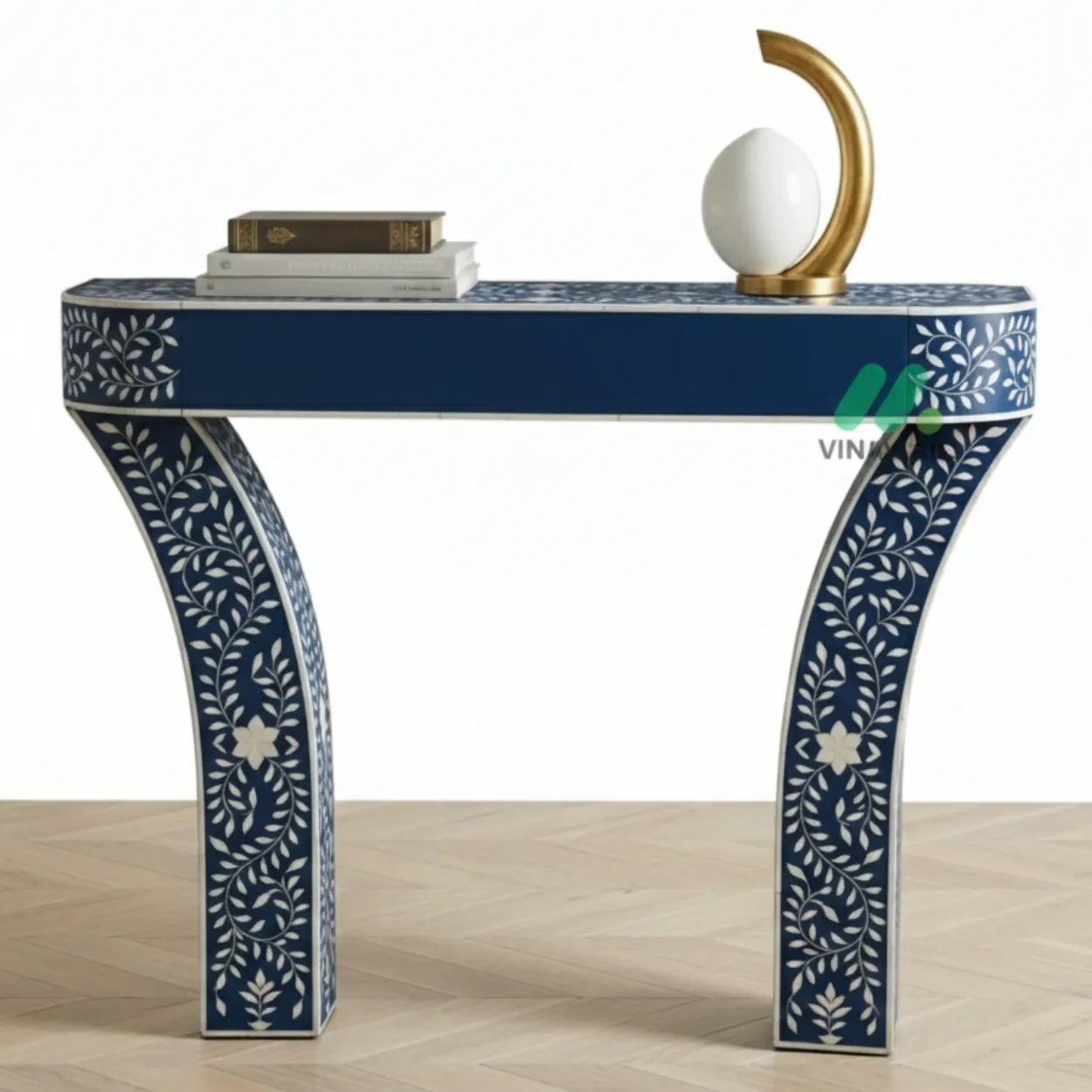 Bone Inlay Blue Console Table - Image 2