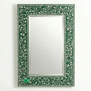 Bone Inlay Green Square Mirror Frame