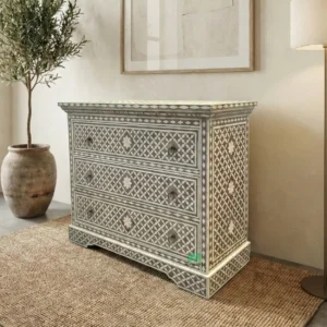 Bone Inlay Grey 3 Chest of Drawer