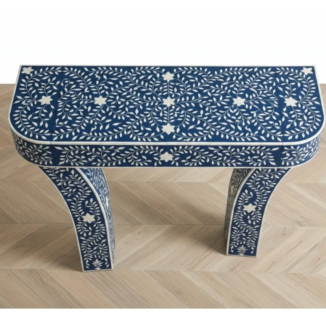 Bone Inlay Blue Console Table - Image 3