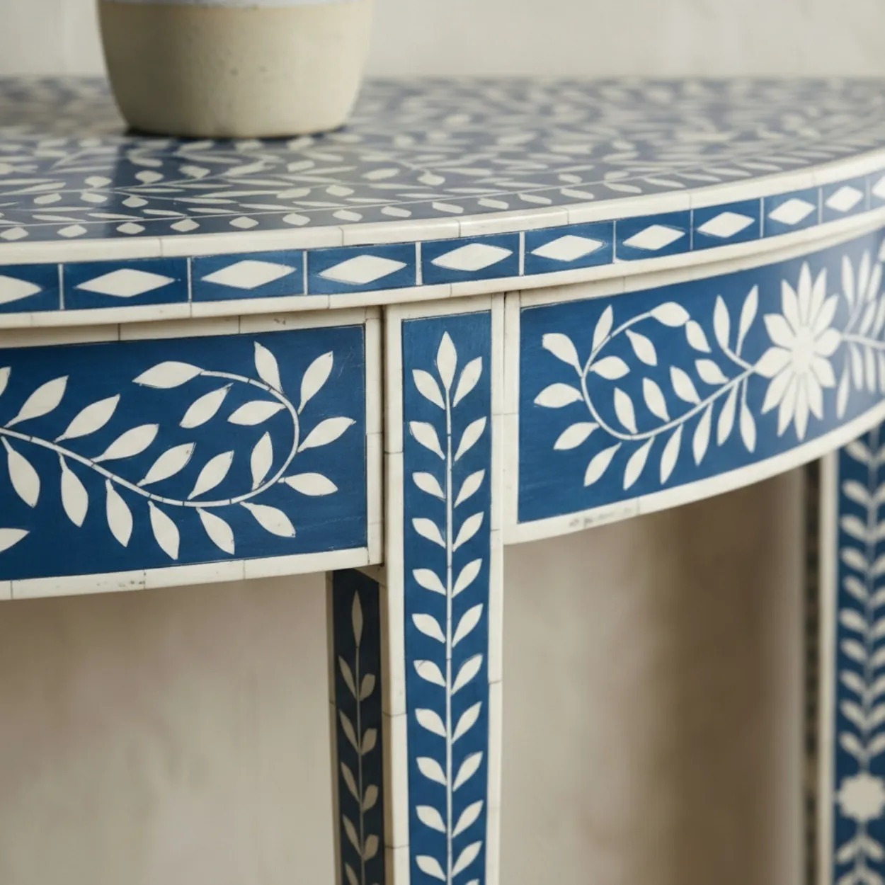 Bone Inlay Blue Console Table - Image 5