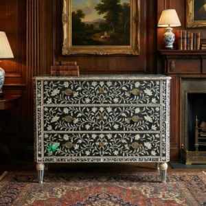 Bone Inlay Black 3 Chest of Drawers