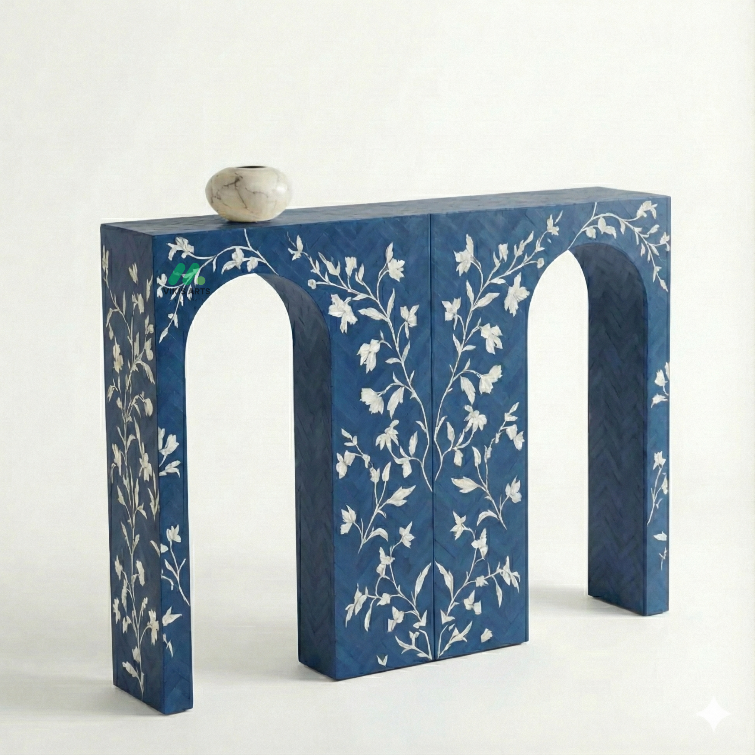 Bone Inlay Blue Console Table