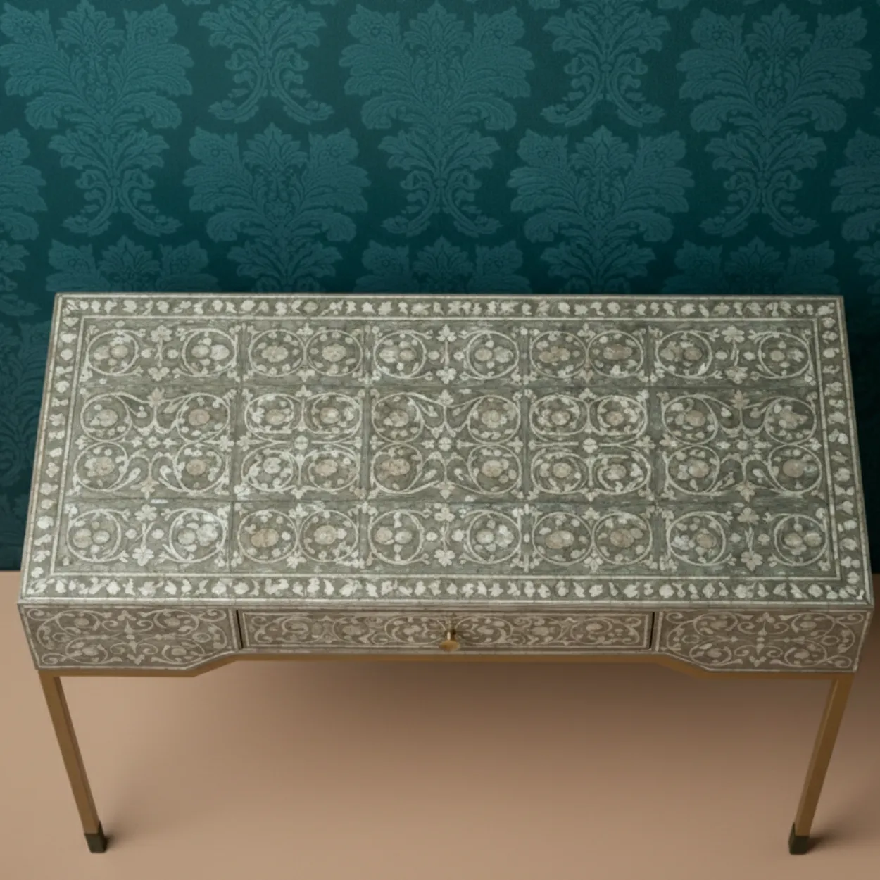 Mother of Pearl Grey Console Table - Image 4