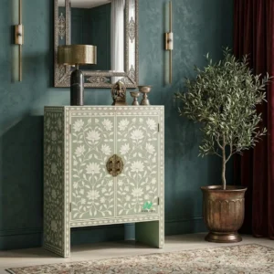 Bone Inlay Light Green Cabinet
