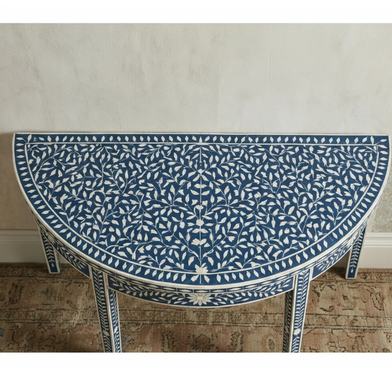 Bone Inlay Blue Console Table - Image 3