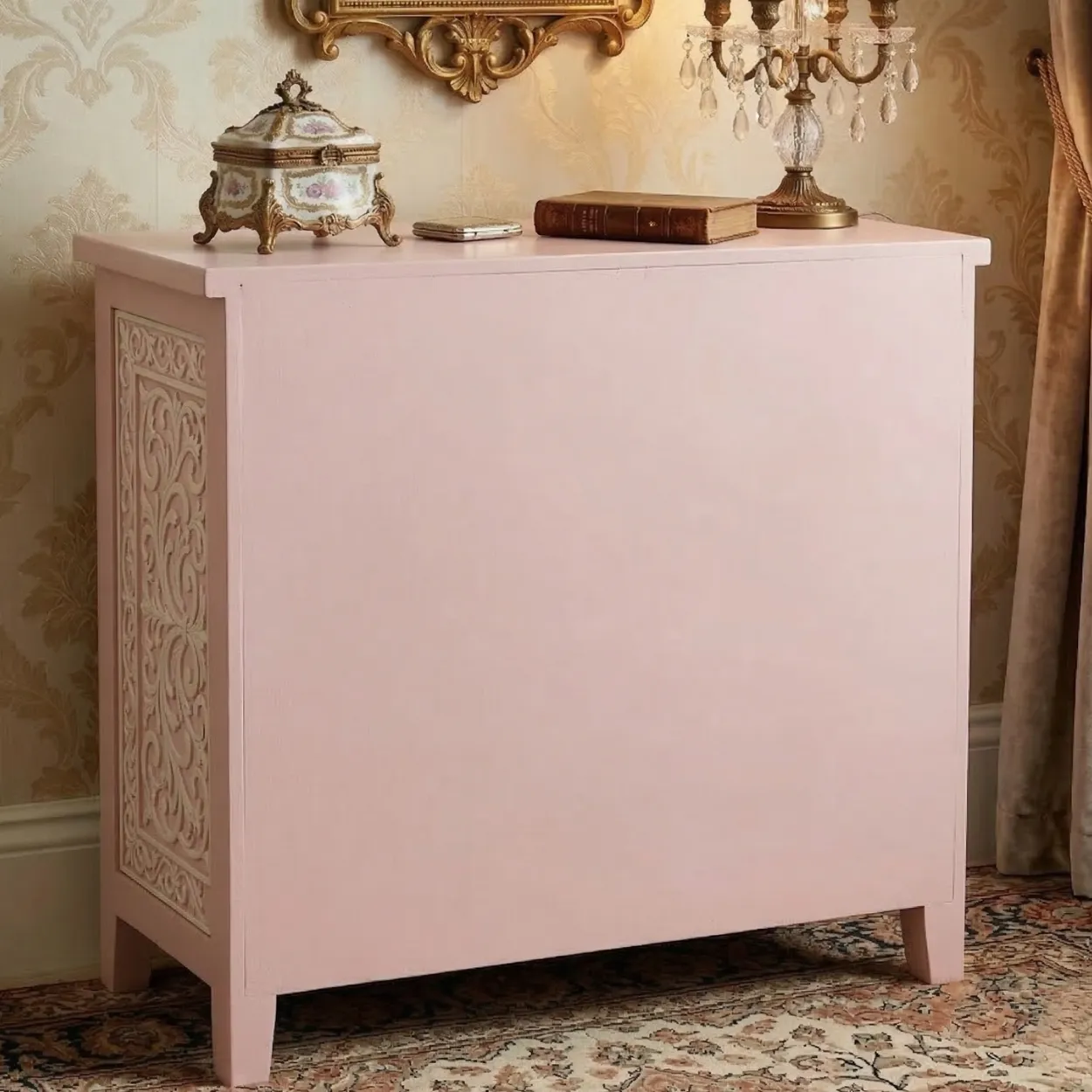 Bone Inlay Pink Cabinet - Image 3