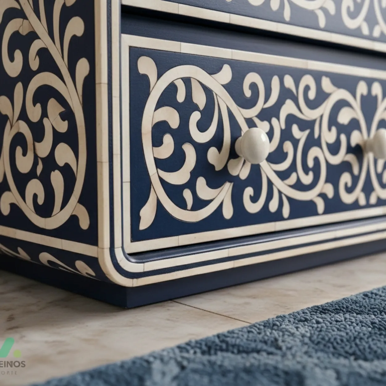 Bone Inlay Blue 3 Chest of Drawer - Image 7