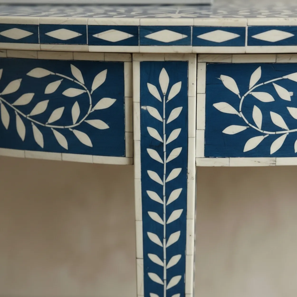 Bone Inlay Blue Console Table - Image 4
