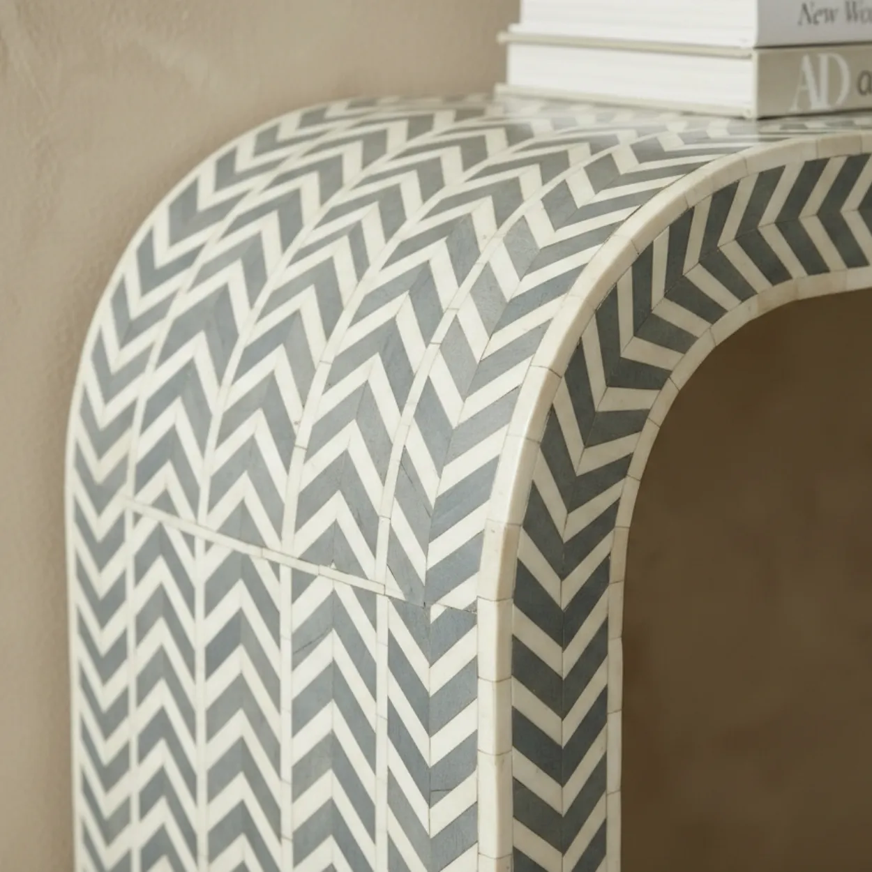 Bone Inlay Grey Console Table - Image 3