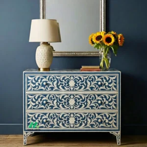 Bone Inlay Blue 3 Chest of Drawers
