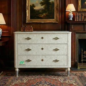 Bone Inlay White 3 Chest of Drawers